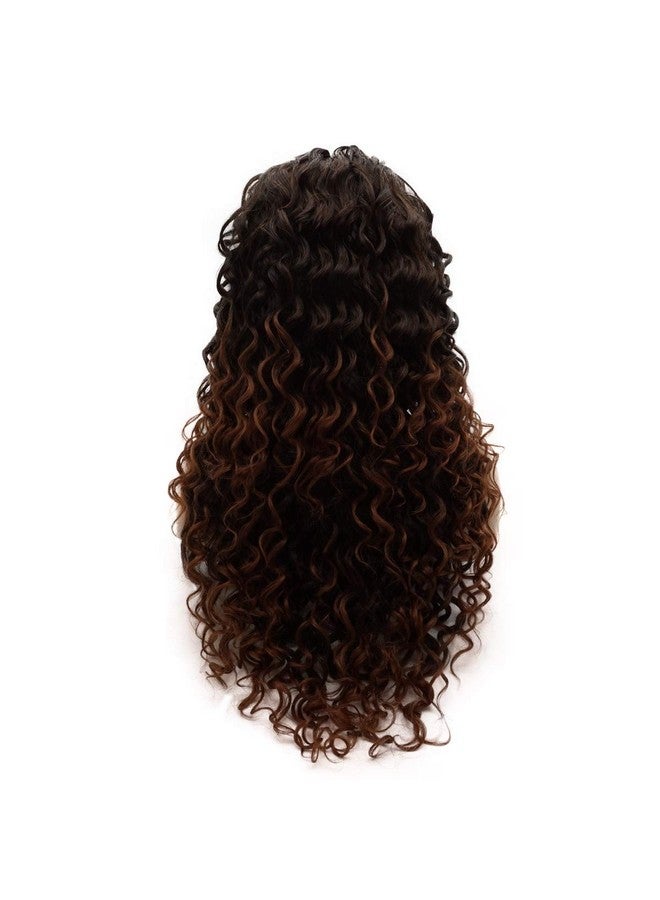 Lushy Kinky Curly Long Dark Root Auburn Ombre Wig Heavy Density Heat Resistant Synthetic Lace Front Wig - Image 5