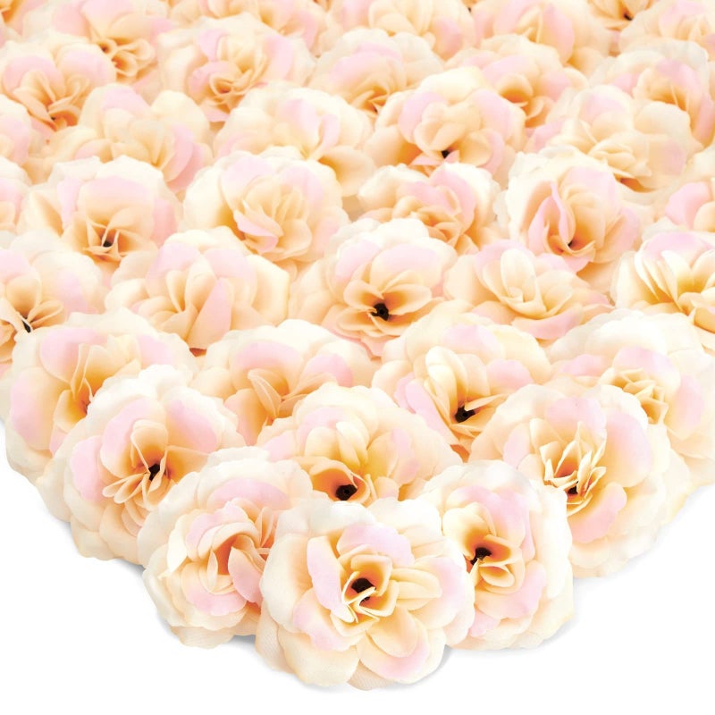 Bright Creations Artificial Roses - 3-Inch Champagne, 50-Pack Stemless Silk Heads - Silk Roses for Wedding DIY Bouquets - Gold Flowers for Centerpieces & Home Decor - Image 1