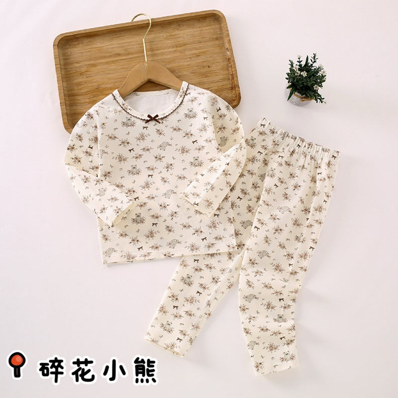 Lycra Underwear 95% Pure Cotton Seamless Children'S Thermal Underwear Pajamas Homewear Set Antibacterial And Warm - Image 1