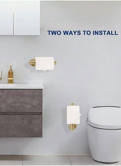 DGSENPI Stainless Steel Toilet Paper Holder, Wall Mount Roll Paper Holder, Self Adhesive Paper Towel Rack, Waterproof and Rust-proof, Suitable for Kitchen and Toilet, Gold Color  - Image 3