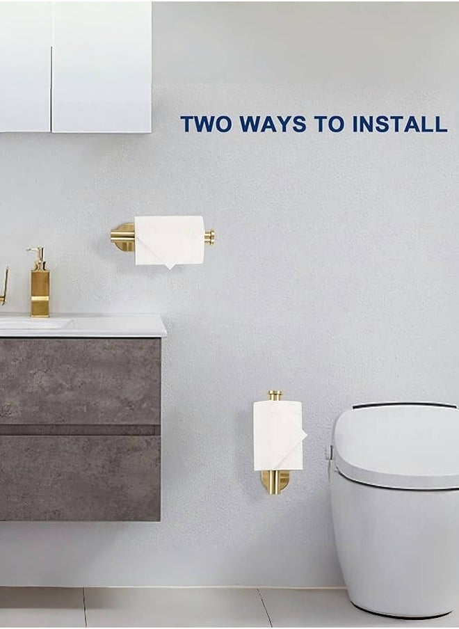DGSENPI - Stainless Steel Toilet Paper Holder, Wall Mount Roll Paper Holder, Self Adhesive Paper Towel Rack, Waterproof and Rust-proof, Suitable for Kitchen and Toilet, Gold Color - Image 1