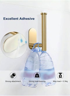 DGSENPI Stainless Steel Toilet Paper Holder, Wall Mount Roll Paper Holder, Self Adhesive Paper Towel Rack, Waterproof and Rust-proof, Suitable for Kitchen and Toilet, Gold Color  - Image 4