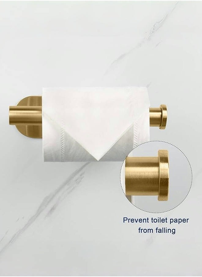 DGSENPI - Stainless Steel Toilet Paper Holder, Wall Mount Roll Paper Holder, Self Adhesive Paper Towel Rack, Waterproof and Rust-proof, Suitable for Kitchen and Toilet, Gold Color - Image 1