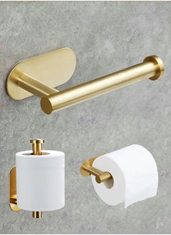 Stainless Steel Toilet Paper Holder, Wall Mount Roll Paper Holder, Self Adhesive Paper Towel Rack, Waterproof and Rust-proof, Suitable for Kitchen and Toilet, Gold Color
