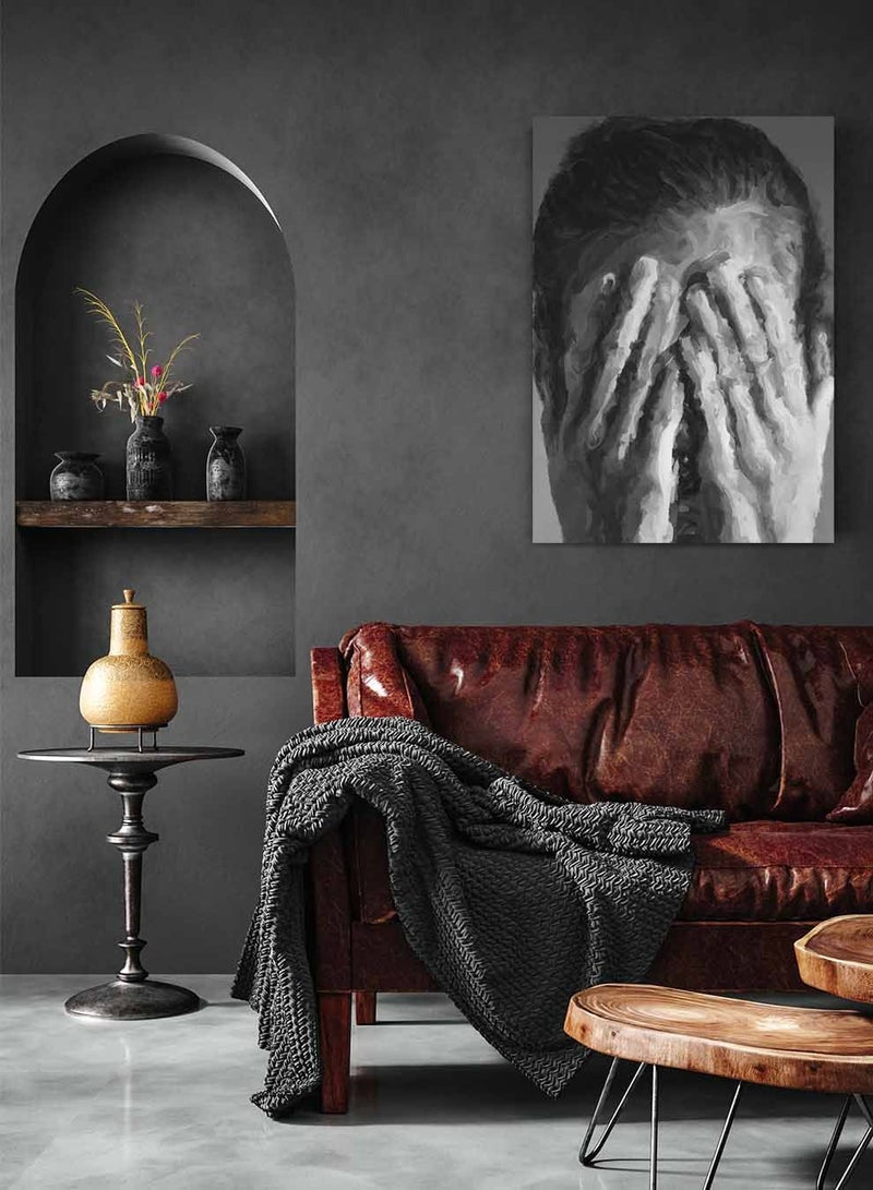 LOWHA Framed Canvas Wall Art Stretched Over Wooden Frame, Confused Woman  Painting, For Home, Living Room, Office Decor - Image 4