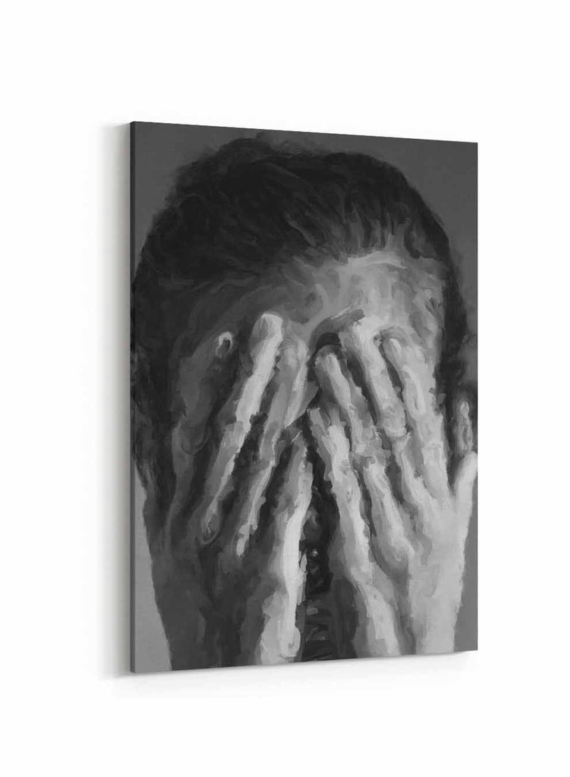 LOWHA Framed Canvas Wall Art Stretched Over Wooden Frame, Confused Woman  Painting, For Home, Living Room, Office Decor - Image 5