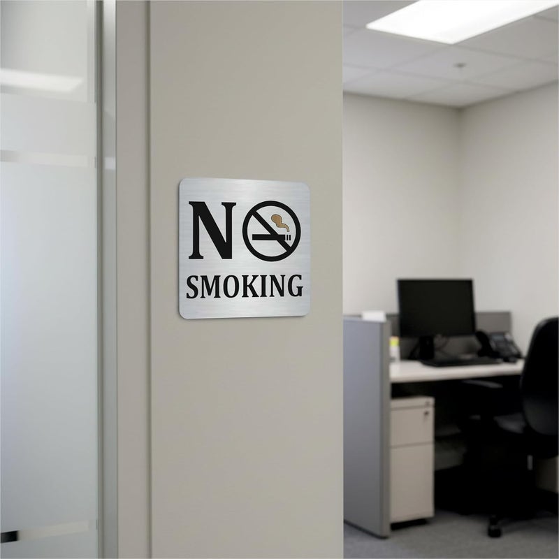 Zouple NO SMOKING Sign, 6x6 Inch, Durable Steel, Self-Adhesive - Image 2