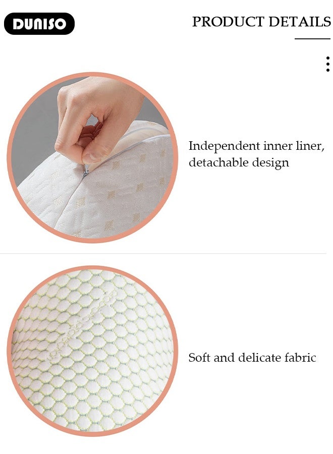DUNISO Maternity Pillow, Pregnancy Pillow for Sleeping, Soft Baby Bub Maternity Pillow with Detachable and Adjustable Pillow Cover  Pregnancy Body Pillow Support Legs Back, Belly A Three-in-One Extended Mode Send An Independent Crescent-Shaped Pillow - Image 2