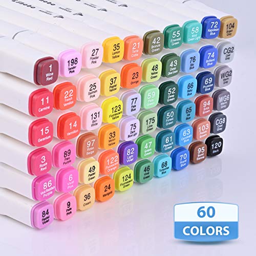 Dabo&Shobo 60 Colors Drawing Markers, Dual Tip Markers, Fine & Chisel Coloring Marker for Adult Coloring And Sketching - Image 5