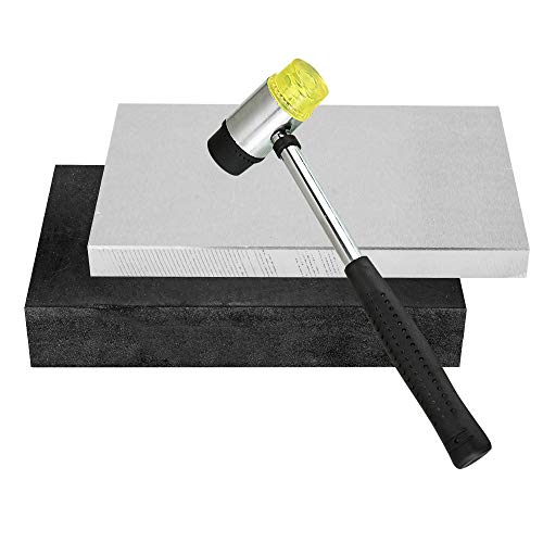 Oudtinx Steel and Rubber Block 2 Pcs Work Bench Blocks Stamping Block for Hammering, Shaping, Chasing, Flattening Metals 4" x 6"(10cmx15cm) - Image 1