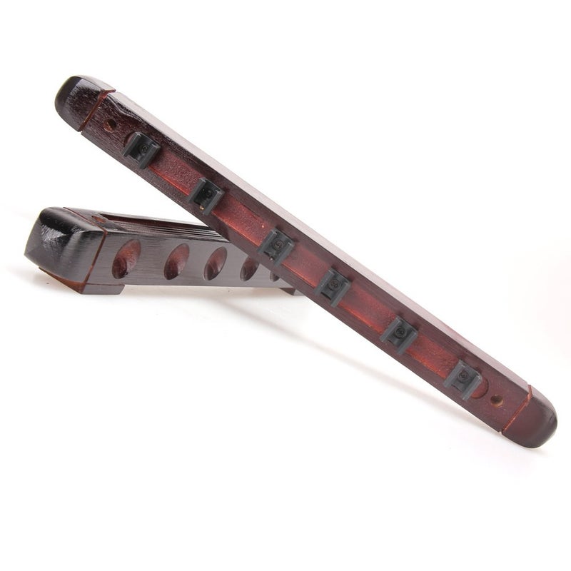 موكي حامل عصا البلياردو Moocy Pool Stick مثبت على الحائط 6 Cue - ملحقات جديلة خشبية صلبة ممتازة - Image 5