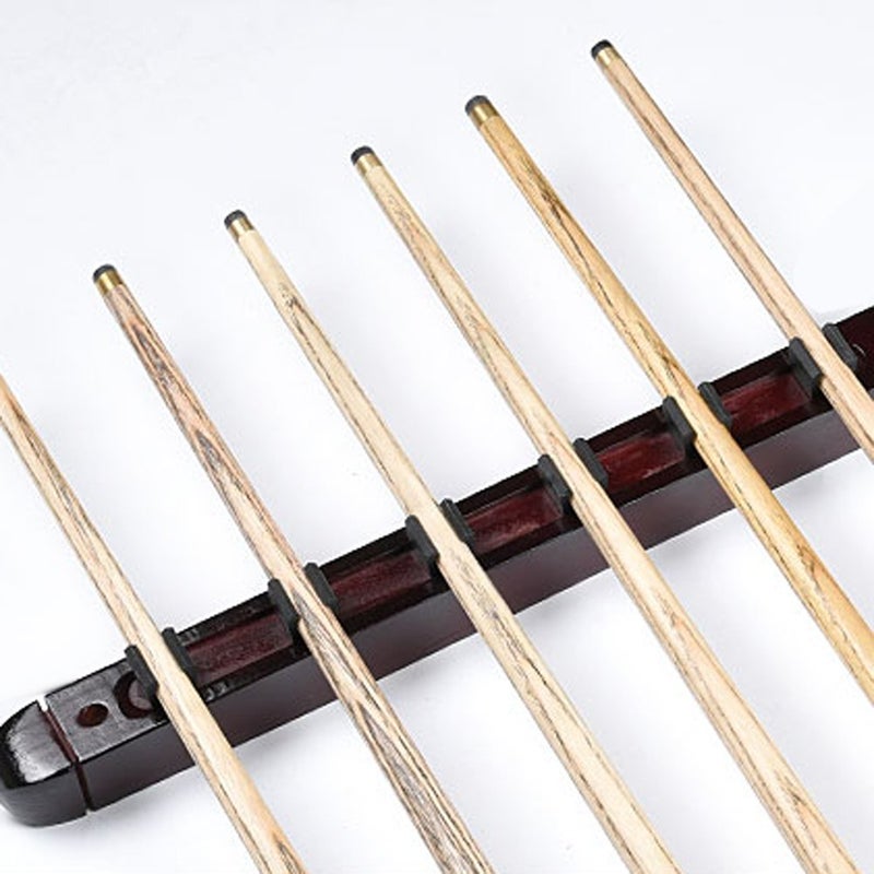 موكي حامل عصا البلياردو Moocy Pool Stick مثبت على الحائط 6 Cue - ملحقات جديلة خشبية صلبة ممتازة - Image 3