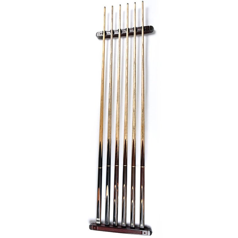موكي حامل عصا البلياردو Moocy Pool Stick مثبت على الحائط 6 Cue - ملحقات جديلة خشبية صلبة ممتازة - Image 1