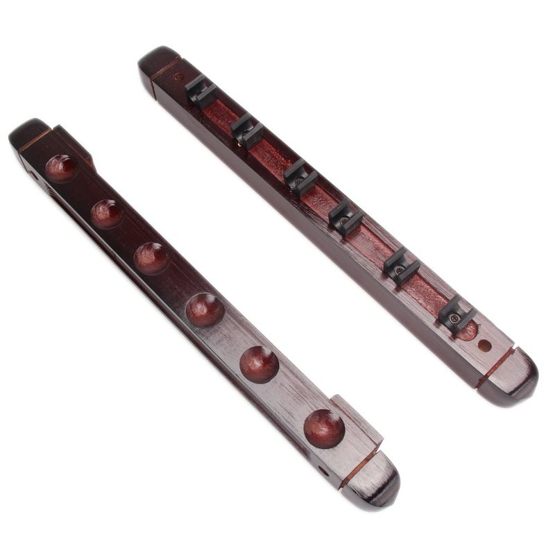 موكي حامل عصا البلياردو Moocy Pool Stick مثبت على الحائط 6 Cue - ملحقات جديلة خشبية صلبة ممتازة - Image 2