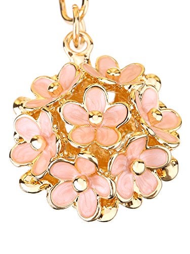 Mtlee Flower Ball Keychain and Sweet Love Heart Rose Crystal Key Chain for Women Pink Flower Girly Charm Keyring, 2 Pieces, Medium - Image 4