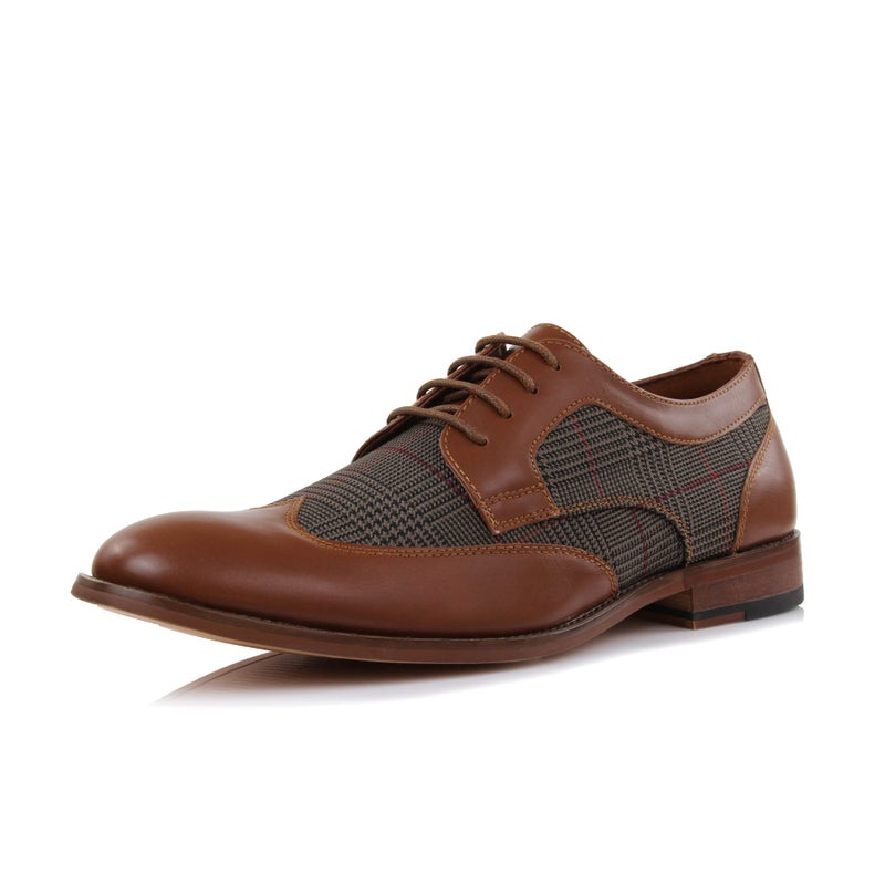 Ferro Aldo Julian MFA19266A Mens Wingtip Two Tone Oxford Plaid Spectator Dress Shoes Cognac Plaid Size 105