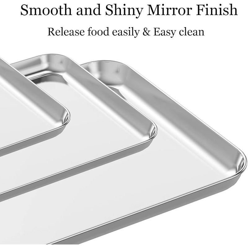 Wildone Baking Sheet Set of 3, Stainless Steel Cookie Sheet Baking Sheet Pan, 9/12/16 Inch, Non Toxic & Heavy Duty & Easy Clean - Image 3