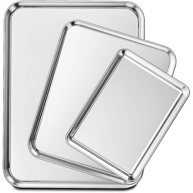 Wildone Baking Sheet Set of 3, Stainless Steel Cookie Sheet Baking Sheet Pan, 9/12/16 Inch, Non Toxic & Heavy Duty & Easy Clean - Image 1