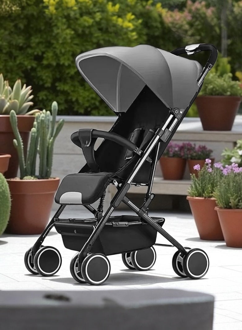 كيديليو عربة أطفال خفيفة من كيديليو - رمادي - طي ذكي وسريع