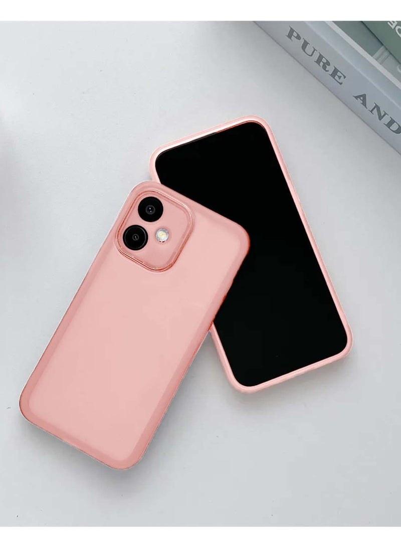 Wtech Samsung Galaxy A06 4G 2024 Soft Transparent TPU Silicone Ultra Thin Phone Stylish Electroplated Camera Border Back Case Cover - Pink - Image 2