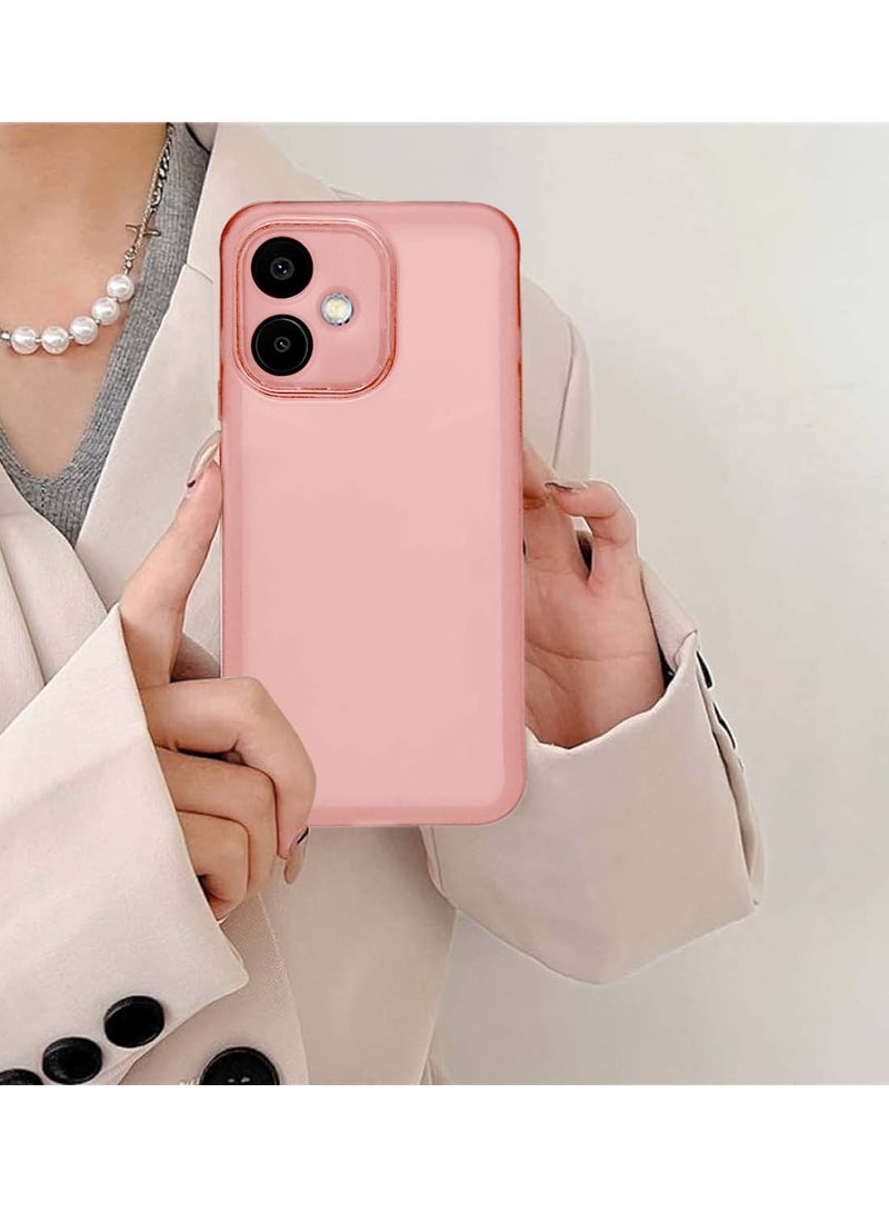 Wtech Samsung Galaxy A06 4G 2024 Soft Transparent TPU Silicone Ultra Thin Phone Stylish Electroplated Camera Border Back Case Cover - Pink - Image 4