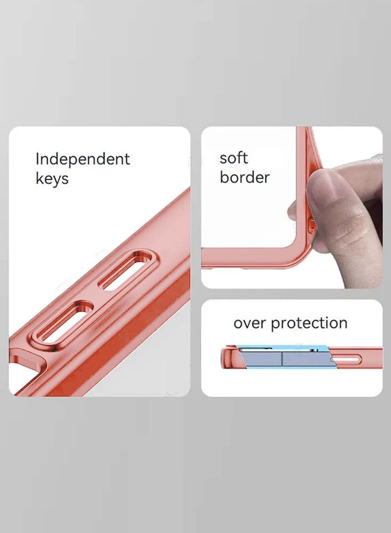 Wtech Samsung Galaxy A06 4G 2024 Soft Transparent TPU Silicone Ultra Thin Phone Stylish Electroplated Camera Border Back Case Cover - Pink - Image 5