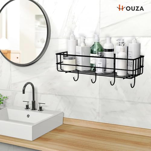 HOUZA Self-Adhesive Bathroom Shelf Rack – 𝐍𝐨 𝐃𝐫𝐢𝐥𝐥𝐢𝐧𝐠 𝐍𝐞𝐞𝐝𝐞𝐝, Rust-Resistant Metal, Space-Saving Organizer for Shower and Kitchen with Quick and Simple Setup (𝐏𝐚𝐜𝐤 𝐨𝐟 𝟐) - Image 2