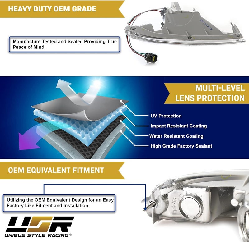 USR UNIQUE STYLE RACING USR DEPO 9097 MX5 إشارات ضوئية مجموعة مصابيح إشارة الانعطاف الأمامية بتصميم كريستالي JDM اليسار واليمين متوافقة مع 1990-1997 مازدا MX5 Mk1 مياتا عدسة كريستالية واضحة بالكامل - Image 5