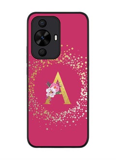 Stylizedd Rugged Black Case for Huawei nova 12s / Huawei nova 11/ Huawei nova 12 Lite 4G,Custom Monogram Initial Letter Floral Alphabet - A (Deep Pink Rose)  - Image 1
