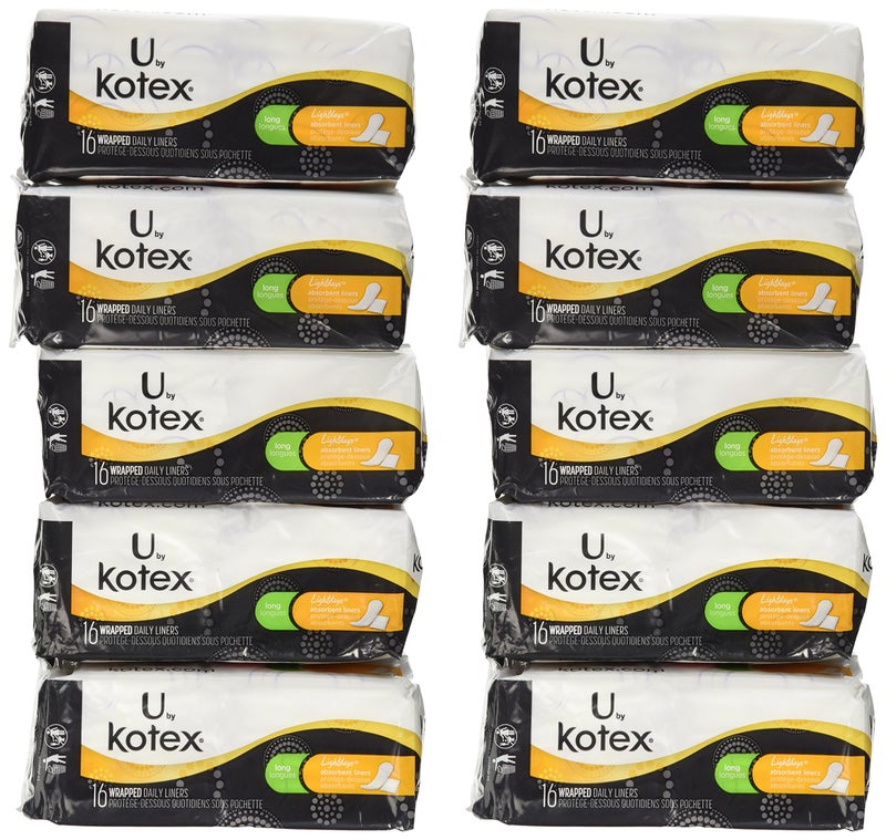 Kotex كوتيكس توازن طبيعي فوط ماصة طويلة 16 عدداً 10 عبوات