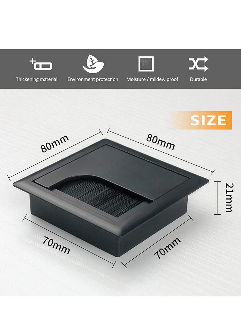 Cable Grommet, KASTWAVE 6PCS Computer Desktop Decorative Cable Grommet Plastic Cable Grommet with Brush Grommet Cable Tidies for Home and Office Table Surface Port Hole Covers (Size: 8 * 8cm) - Image 5