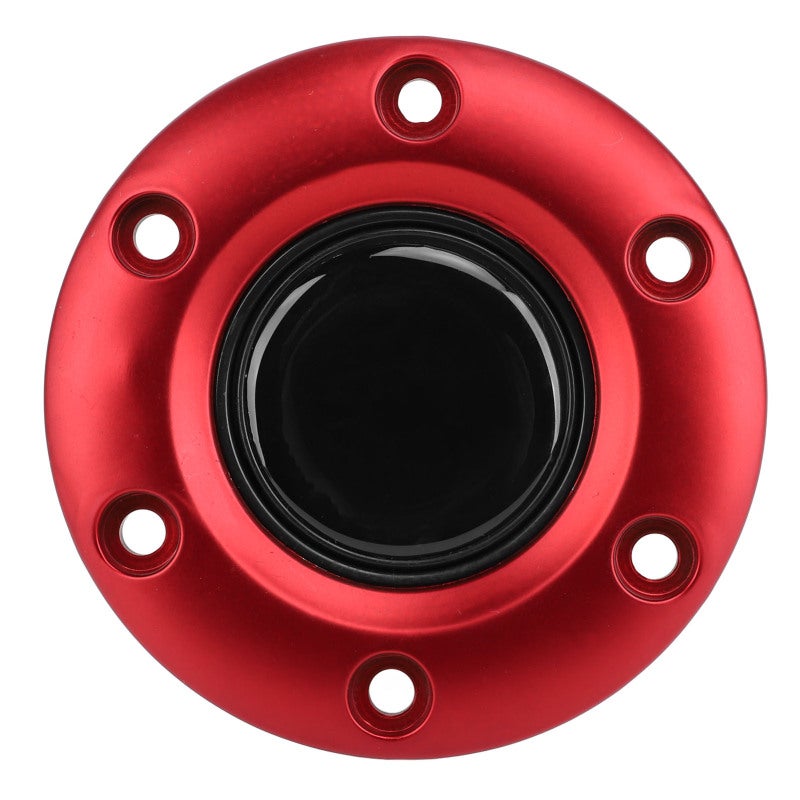 Car Steering Wheel Center Cap: Red ABS Premium Material - Sleek Stylish Design 6 Hole Steering Wheel Horn Button for Universal Vehicle Interior, Enhanced Driving Experience - Image 1