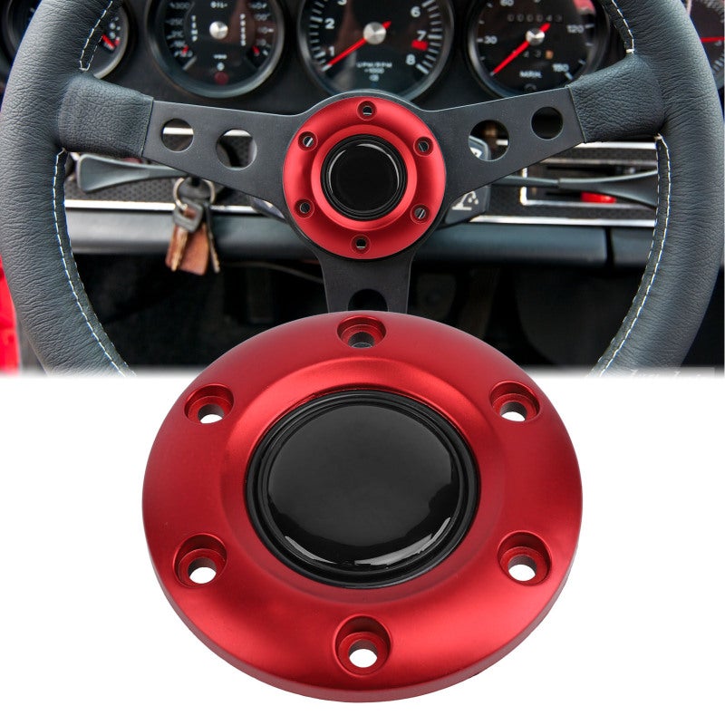 Car Steering Wheel Center Cap: Red ABS Premium Material - Sleek Stylish Design 6 Hole Steering Wheel Horn Button for Universal Vehicle Interior, Enhanced Driving Experience - Image 4