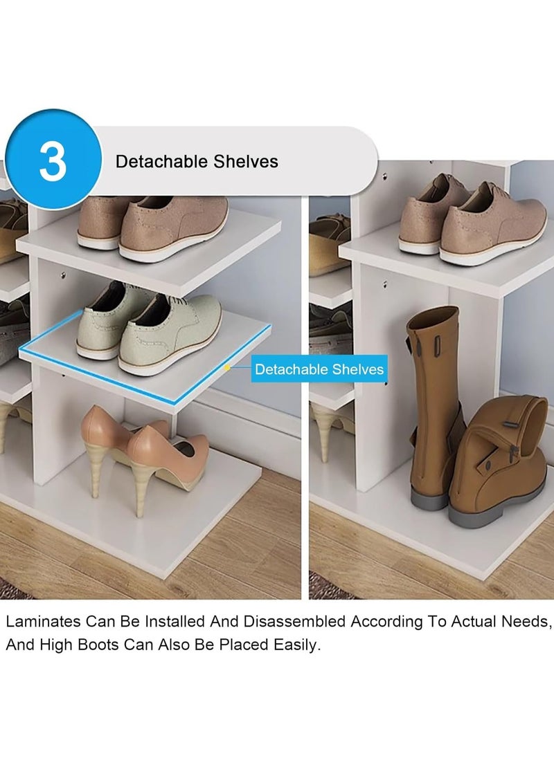 RollsTimi  - 8-Tier Shoe Rack Free-standing Shelf Shoe Cabinet with Drawer White - Image 1