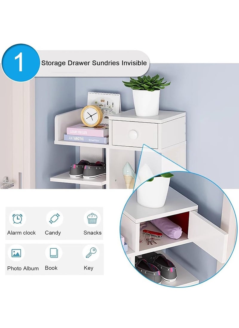 RollsTimi  - 8-Tier Shoe Rack Free-standing Shelf Shoe Cabinet with Drawer White - Image 1