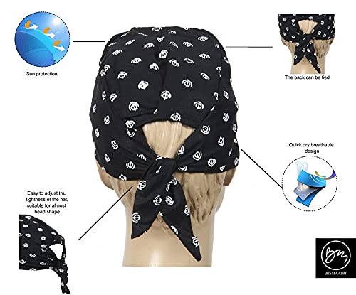 BISMAADH 2 Piece Khanda Printed 100% Cotton Adjustable Patka, Bandana, Skull Cap for Men & Women - Image 3