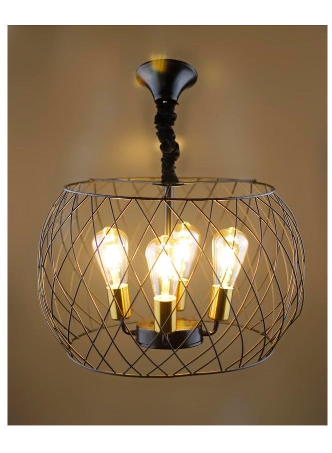 Modern Metal Round Chandelier 4 Bulbs, Black UnSaLi-31 - Image 2