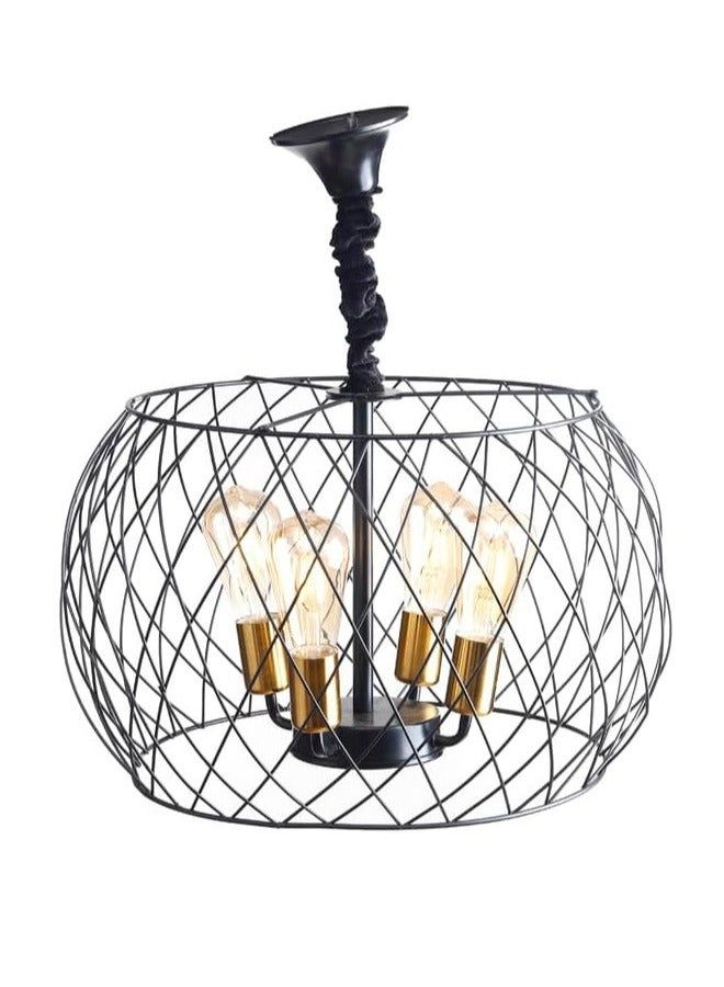 Modern Metal Round Chandelier 4 Bulbs, Black UnSaLi-31 - Image 3