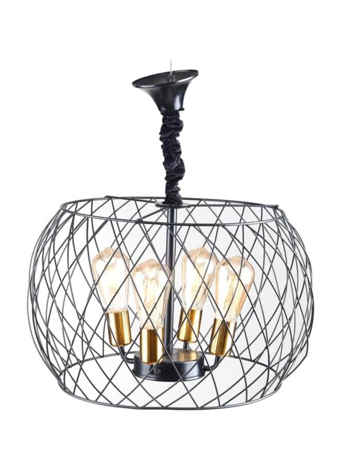 Modern Metal Round Chandelier 4 Bulbs, Black UnSaLi-31 - Image 4