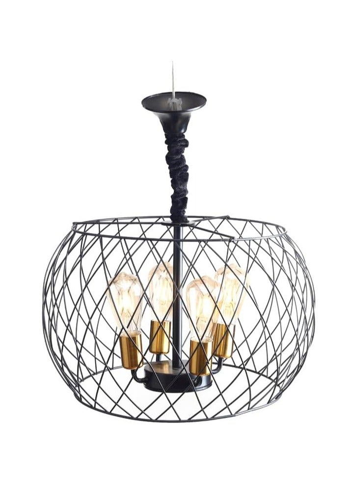 Modern Metal Round Chandelier 4 Bulbs, Black UnSaLi-31 - Image 5