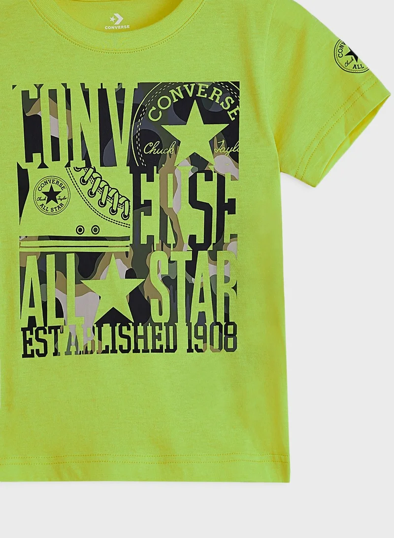 كونفرس Kids Logo Camo Stack T-Shirt