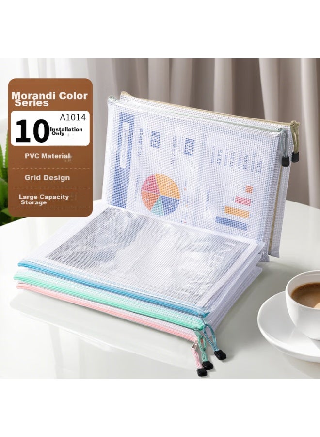 Jin Longxing Jinlongxing Mesh Zipper Pouch, Transparent Doent Folder, Subject Bag, Pregnancy Check-up Ticket Storage Bag, File Folder, Homework And Tutoring Bag, Tutoring Bag, Pack Of 10 - Image 1