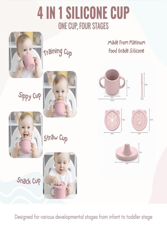MONDE 25PCS Ultimate Silicone Baby Feeding Set, Complete Mealtime Baby-Led Weaning Essentials from Infant to Toddler, Bib, Smock, Sippy Cup, Dry Wet Bag, Placemat, Perfect Premium Gift Set (Pink) - Image 5