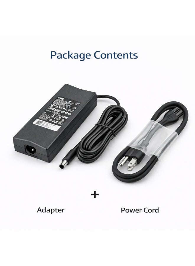 شاحن لابتوب 130 واط متوافق مع ديل Precision M20 M60 M70 M90 M2400 M4400 M4500 M6300، محول طاقة 19.5 فولت 6.7 أمبير مع كابل - Image 2