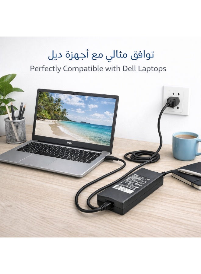 شاحن لابتوب 130 واط متوافق مع ديل Precision M20 M60 M70 M90 M2400 M4400 M4500 M6300، محول طاقة 19.5 فولت 6.7 أمبير مع كابل - Image 4