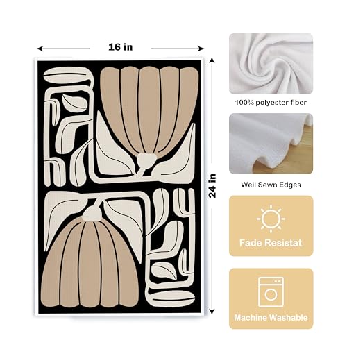 Qpenm Abstract Boho Neutral Taupe and Beige Floral Kitchen Towels Set of 2, Retro 70s Groovy Floral Hand Towels for Bathroom, Modern Minimalist Botanical Dish Tea Towels for Kitchen Decor, 16x24 Inch - Image 5
