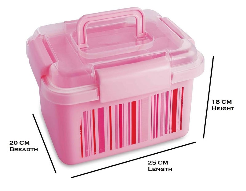 aaKaR Sonal Multi Purpose Rectangular Storage Box for Medical First Aid Jewelry Large Pink - Image 2