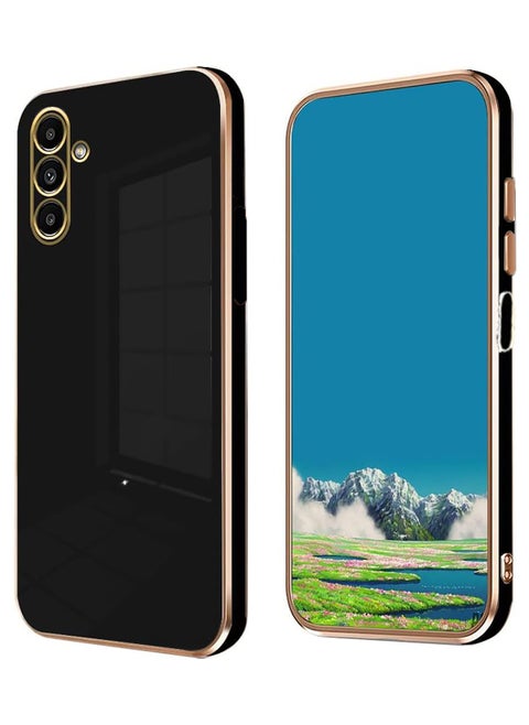 Compatible with Samsung Galaxy A26 cover, smooth veneer gold plated chrome, Black Thin and smooth shock-proof full protectionSamsung Galaxy A26 case（black）
