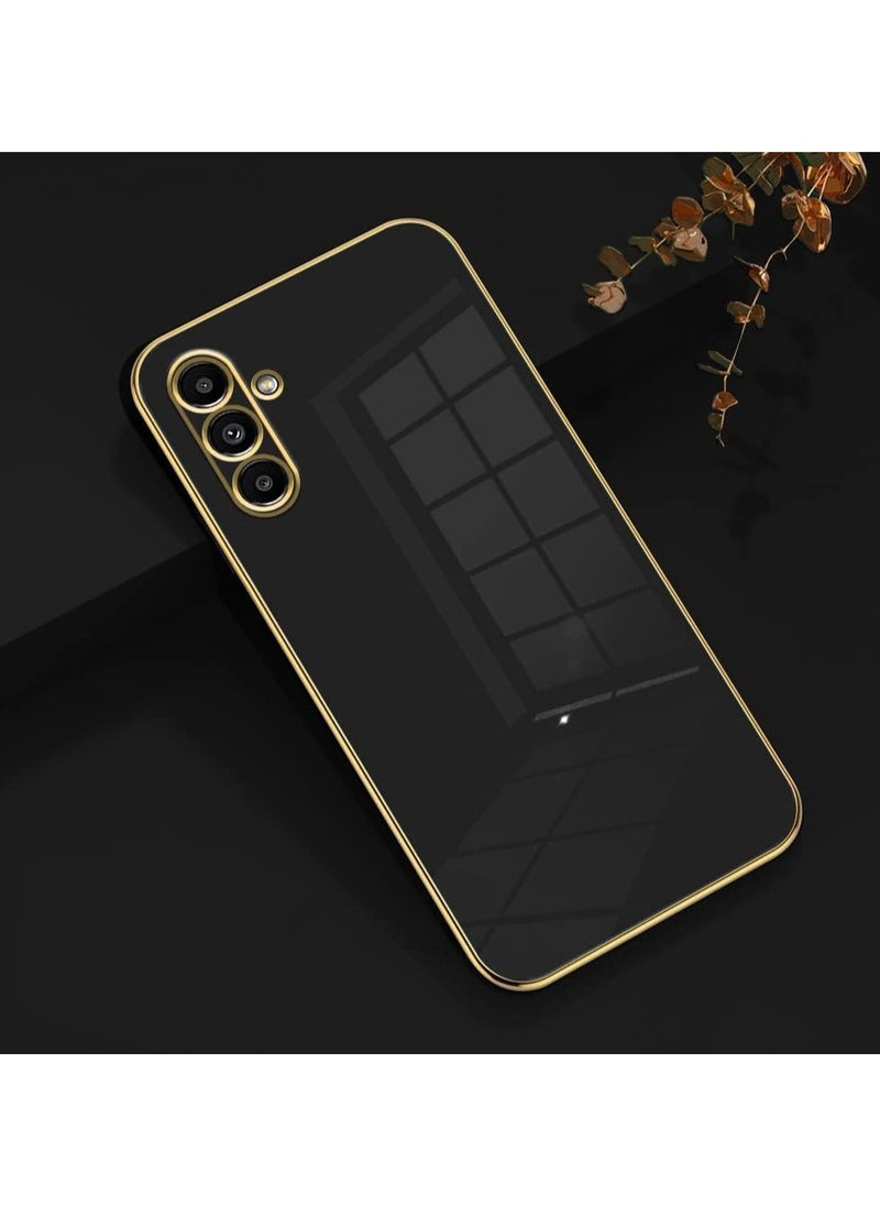 Compatible with Samsung Galaxy A26 cover, smooth veneer gold plated chrome, Black Thin and smooth shock-proof full protectionSamsung Galaxy A26 case（black）