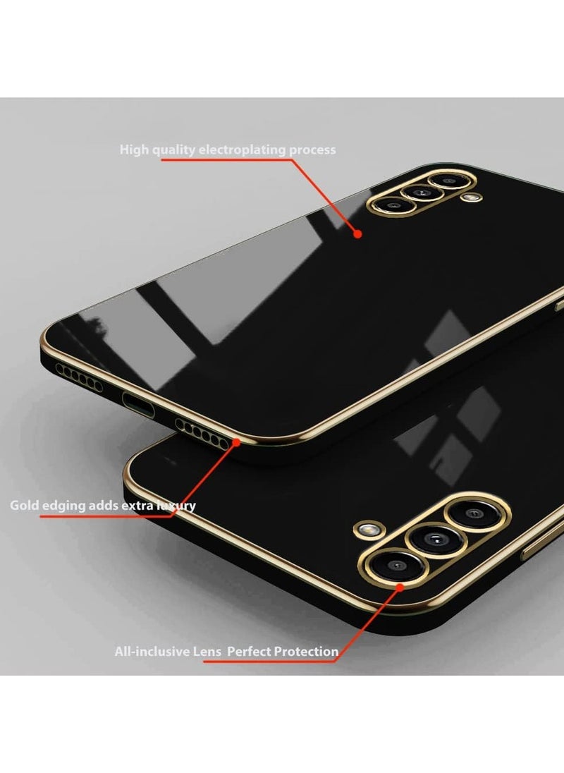 Compatible with Samsung Galaxy A26 cover, smooth veneer gold plated chrome, Black Thin and smooth shock-proof full protectionSamsung Galaxy A26 case（black）